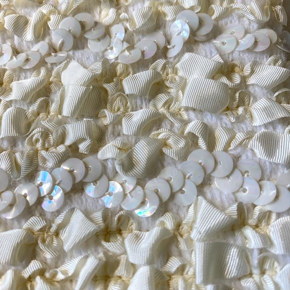 NR1 By Ned Gould Ivory Ribbon and Sequins Stretch Top Size 14 Cocktail Party - Picture 7 of 10